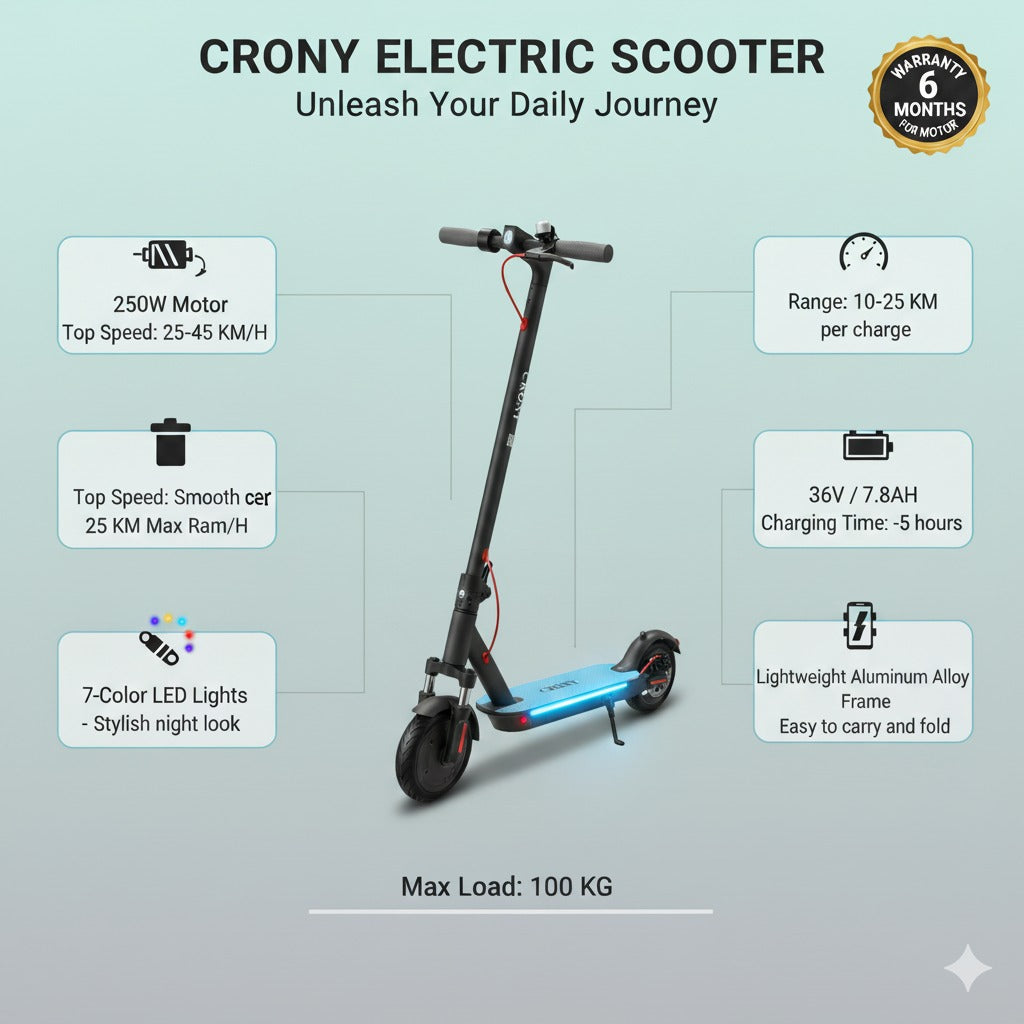 Electric Scooter with Stand & Colors LED