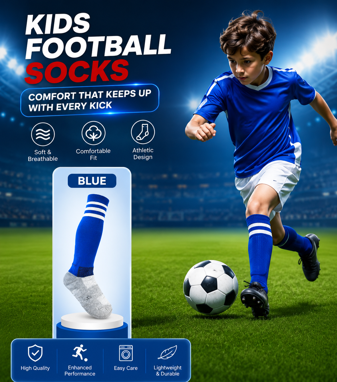 Football Socks (Blue)