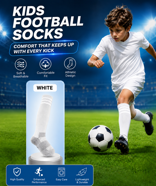 White kids football socks for training